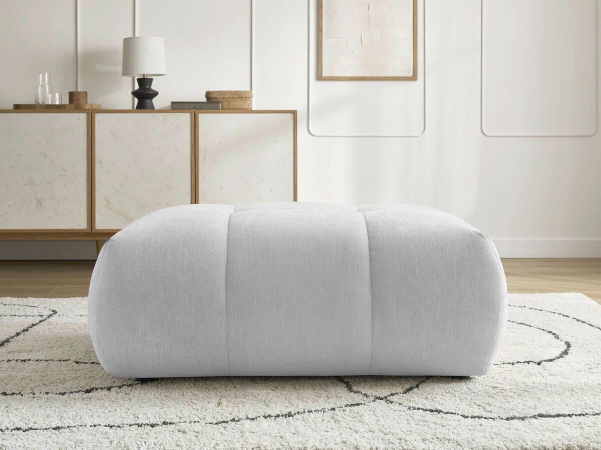 HOCKER FUJI  Leinenoptik Hellgrau  - Hellgrau/Schwarz, MODERN, Kunststoff/Textil (112/44/80cm)