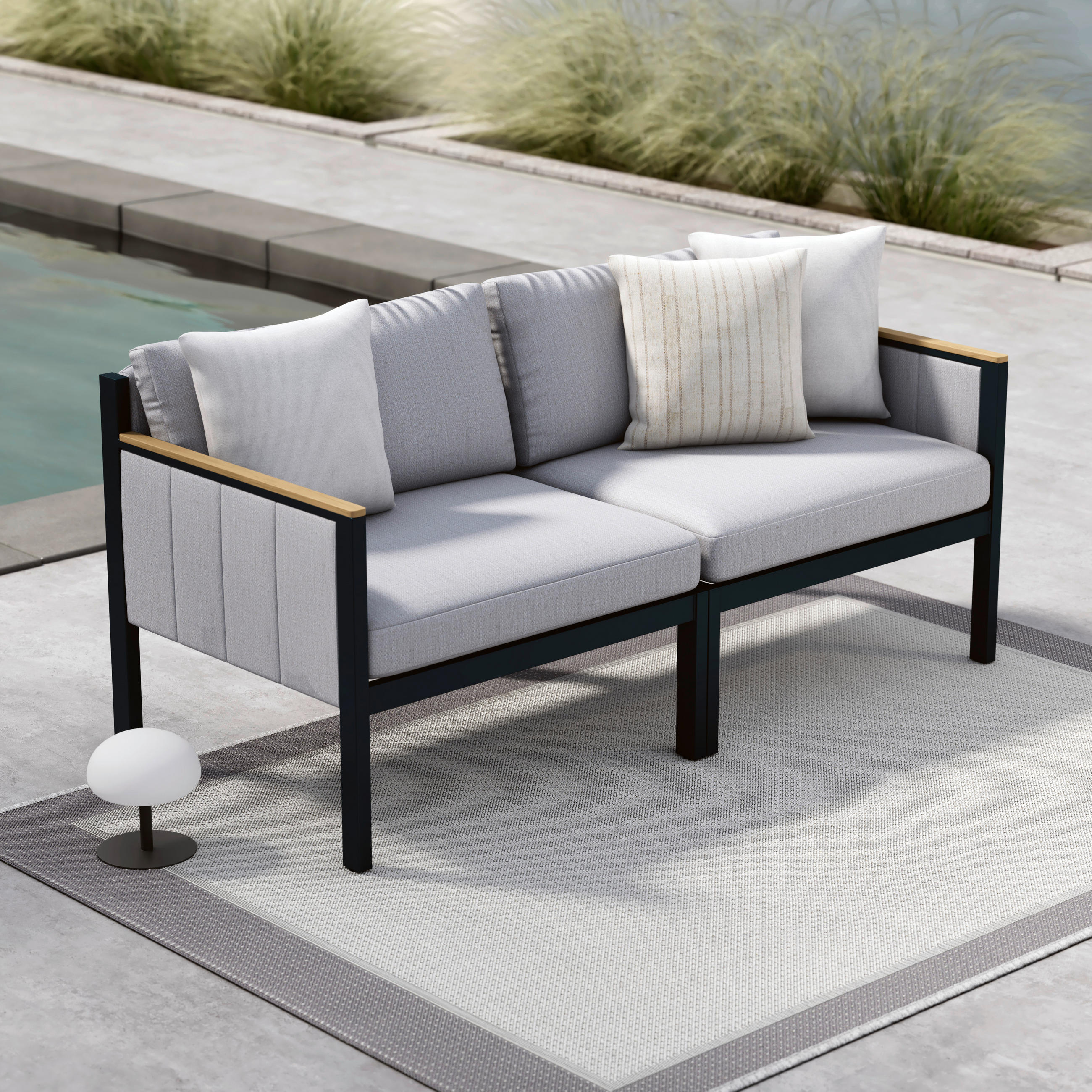 LOUNGEENDTEIL  - Anthrazit/Grau, Design, Holz/Textil (83,5/73/76cm) - Dieter Knoll