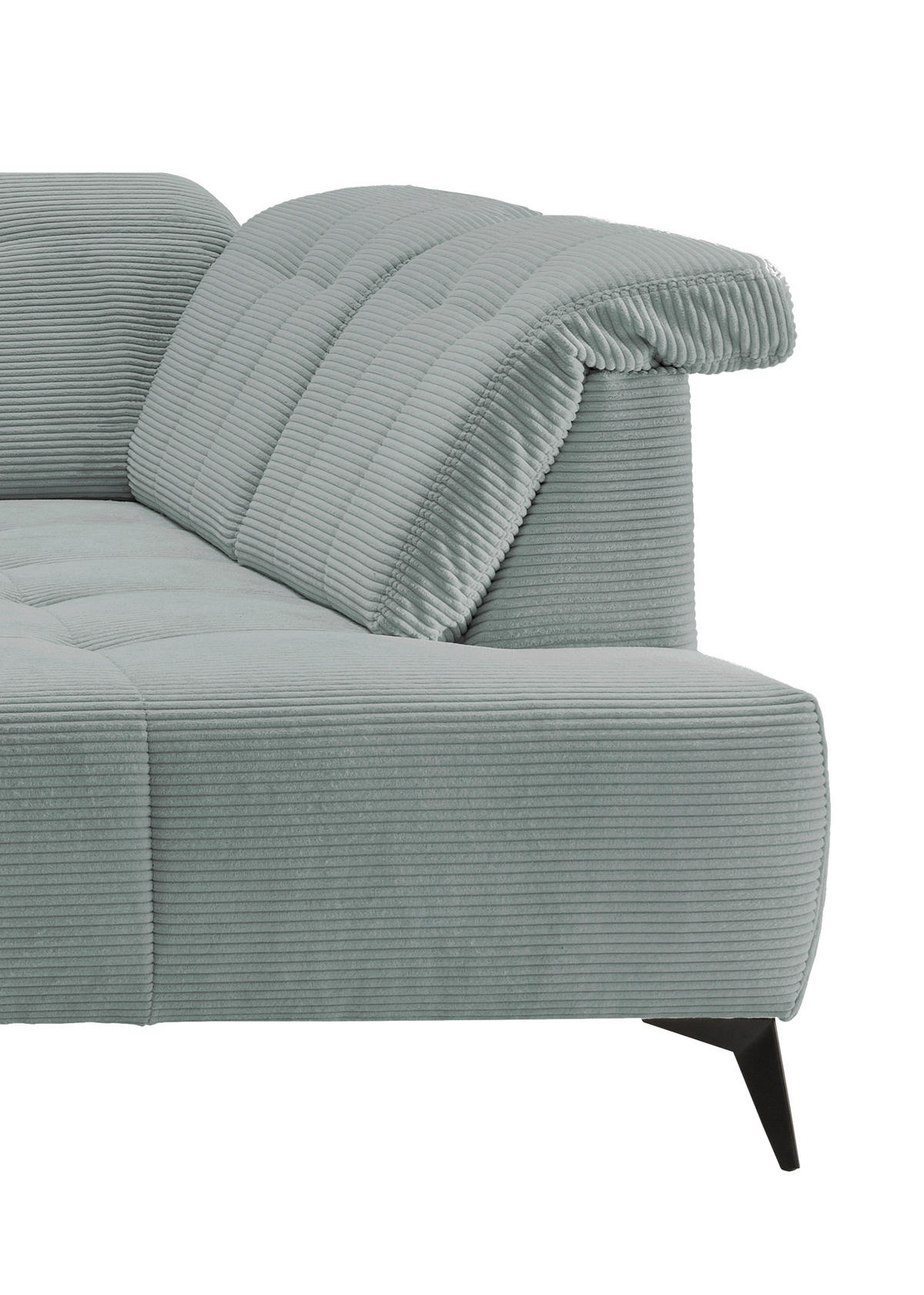 WOHNLANDSCHAFT SANO Hellblau Cord  - Schwarz/Hellblau, MODERN, Textil/Metall (180/337/200cm) - Livetastic