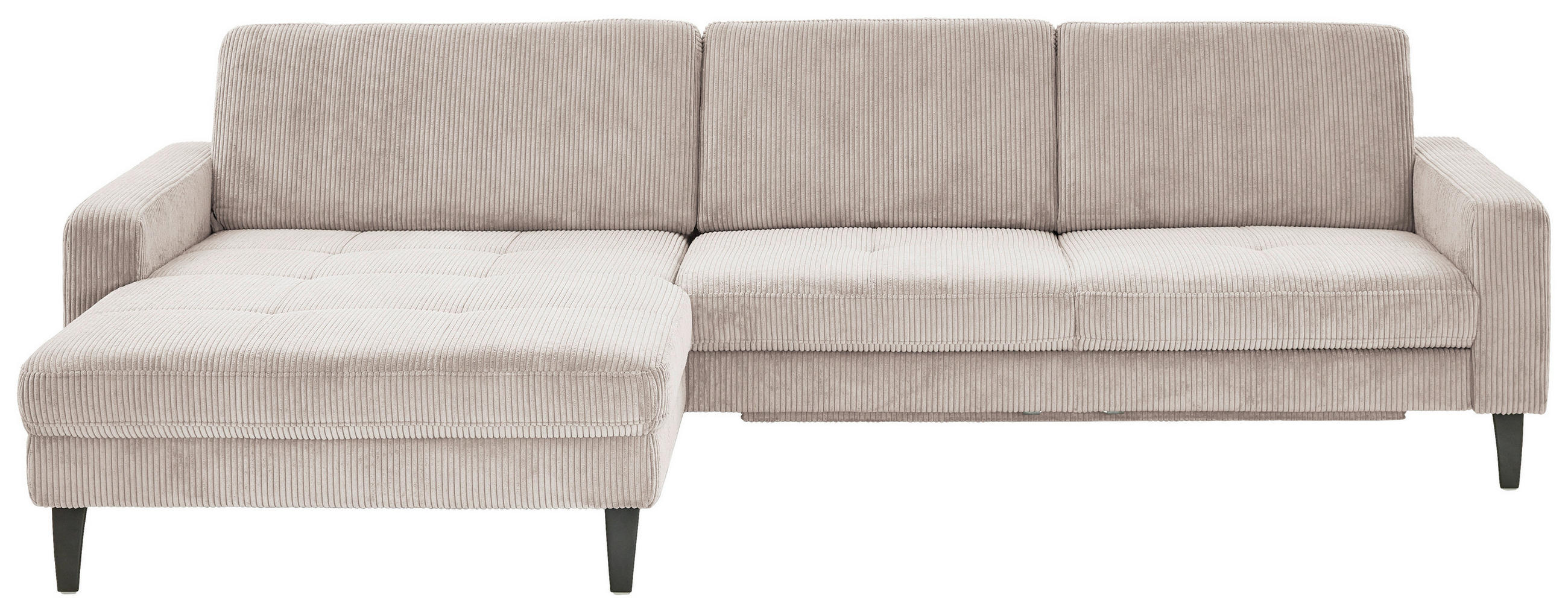 ECKSOFA in Cord Hellbraun  - Hellbraun/Schwarz, Modern, Textil/Metall (177/302cm) - Beldomo Style