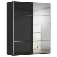 SCHWEBETÜRENSCHRANK 201/223/68 cm,  in Schwarz, 2 Tür(en)  - Chromfarben/Schwarz, KONVENTIONELL, Glas/Holzwerkstoff (201/223/68cm) - Novel