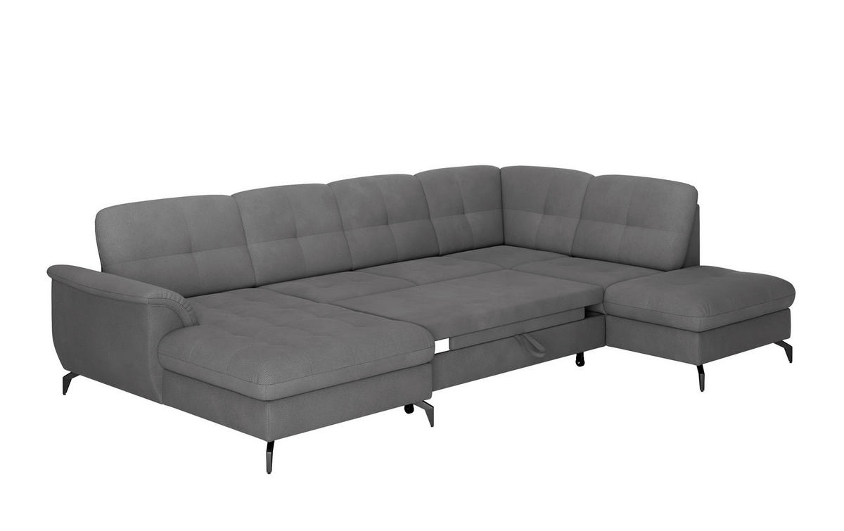 WOHNLANDSCHAFT Grau Flachgewebe  - Schwarz/Grau, MODERN, Textil/Metall (164/319/212cm) - Sit & More