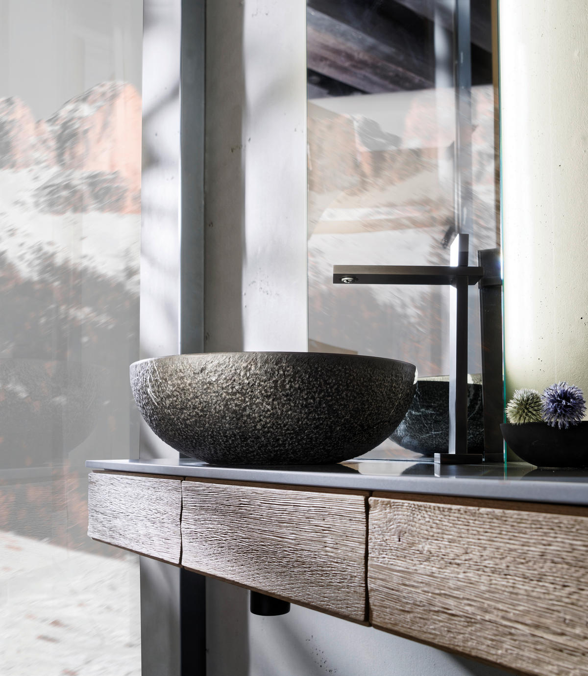 BADEZIMMER  in 96 cm  - Eichefarben/Grau, MODERN, Holz/Stein (96cm) - Voglauer