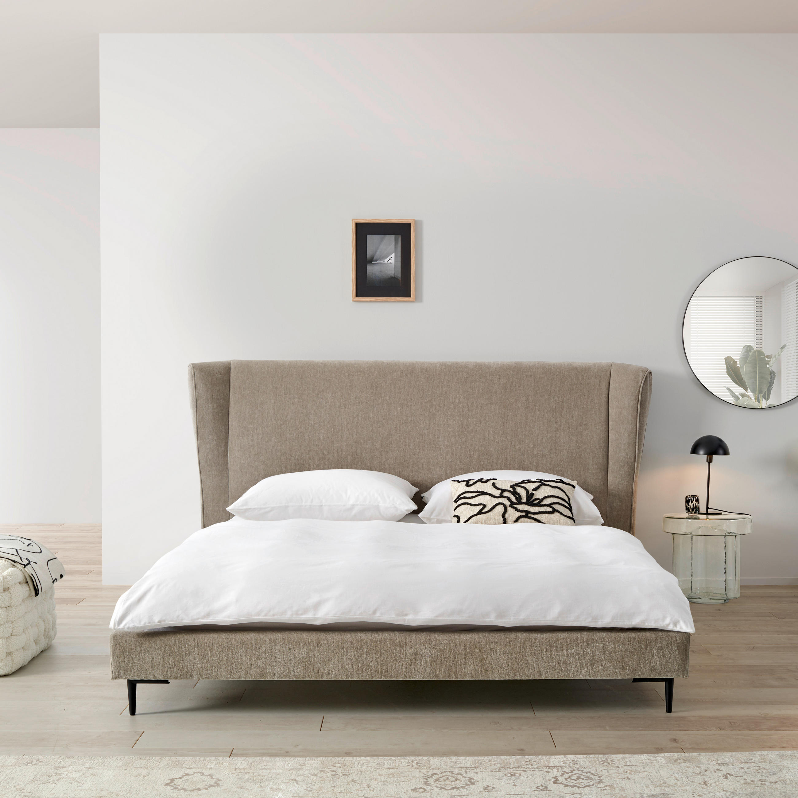 TAPECIRANI KREVET   180/200 cm   bež  - bež/crna, Moderno, drvo/metal (180/200cm) - Livetastic