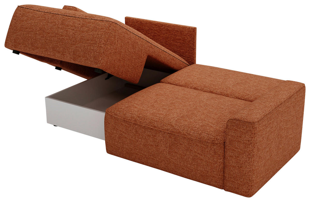 ECKSOFA in Chenille Rostfarben  - Rostfarben/Schwarz, Design, Kunststoff/Textil (144/233cm) - Livetastic