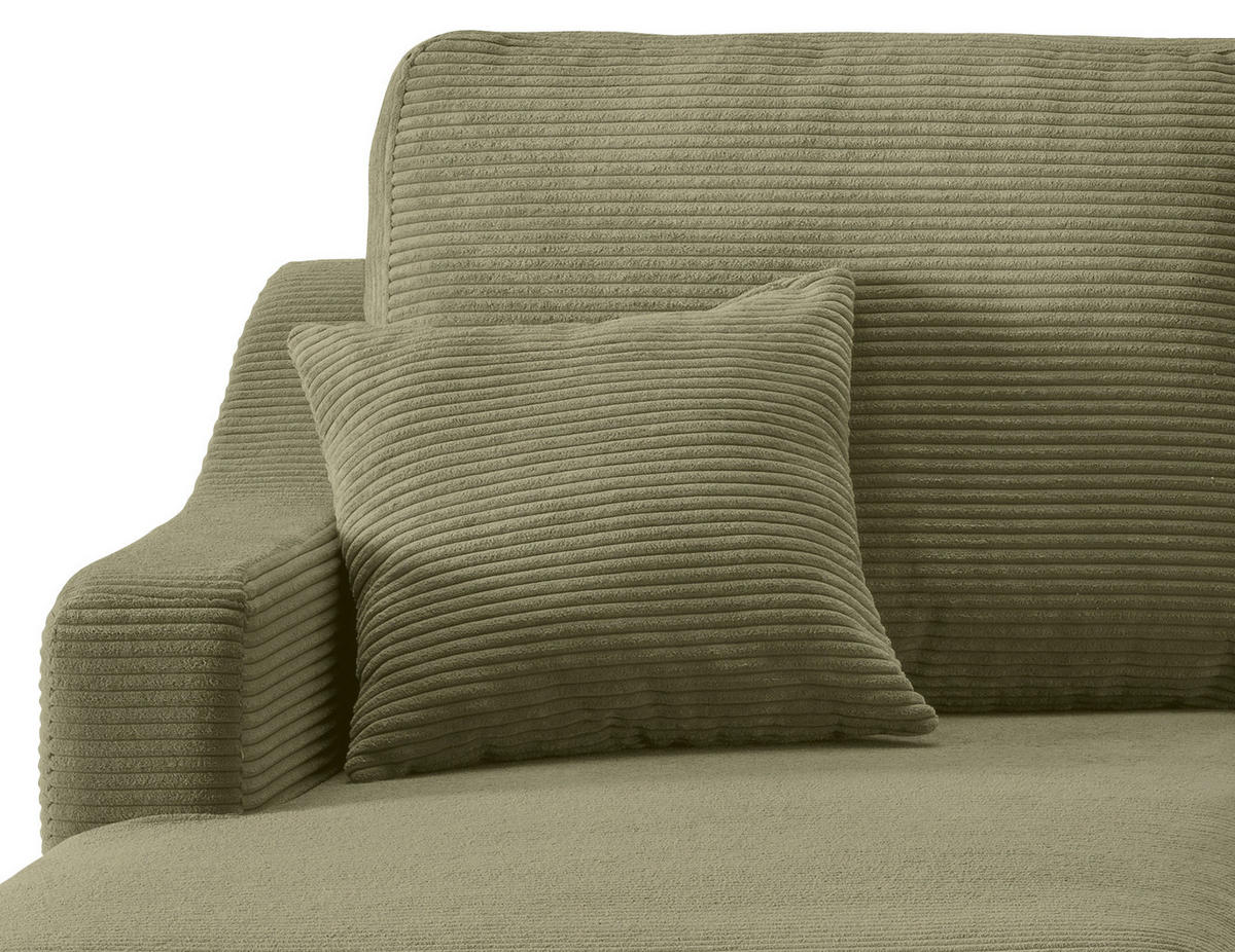 Ecksofa "VALENTINA" in Cord Olivgrün  - Naturfarben/Olivgrün, Design, Holz/Textil (150/228cm) - P & B