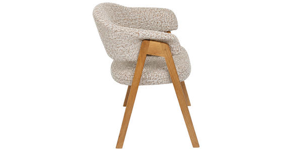 ARMLEHNSTUHL   Bouclé  Eichefarben, Beige  - Eichefarben/Beige, KONVENTIONELL, Holz/Textil (63,5/82/58cm) - Linea Natura