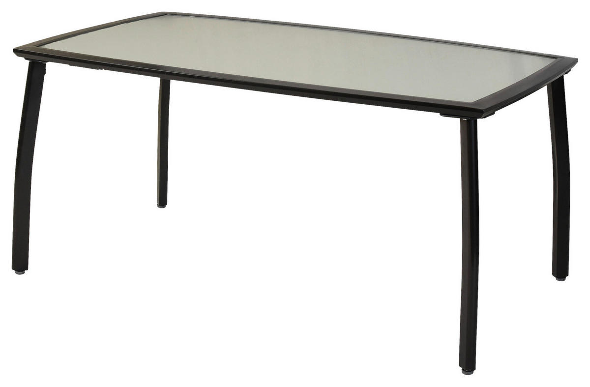 VRTNA MIZA kovina, steklo barve grafita  - barve grafita, Moderno, kovina/steklo (150/90/74,5cm) - Gardenson