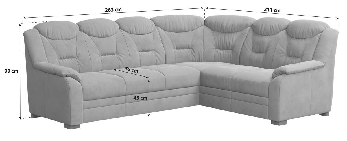 ECKSOFA in Mikrofaser Anthrazit  263/211 cm  - Anthrazit/Schwarz, Basics, Kunststoff/Textil (263/211cm) - MID.YOU