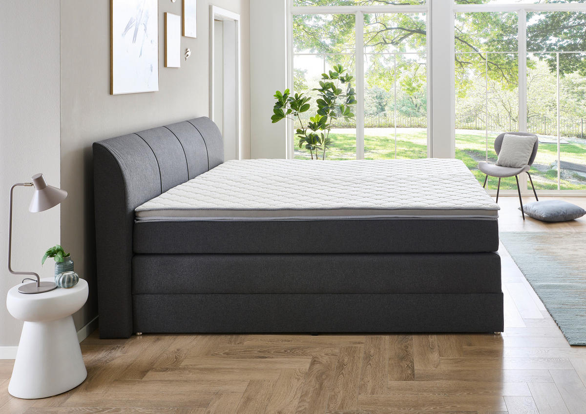 BOXSPRINGBETT 180/200 cm  Anthrazit  - Anthrazit, Konventionell, Textil (180/200cm) - Carryhome