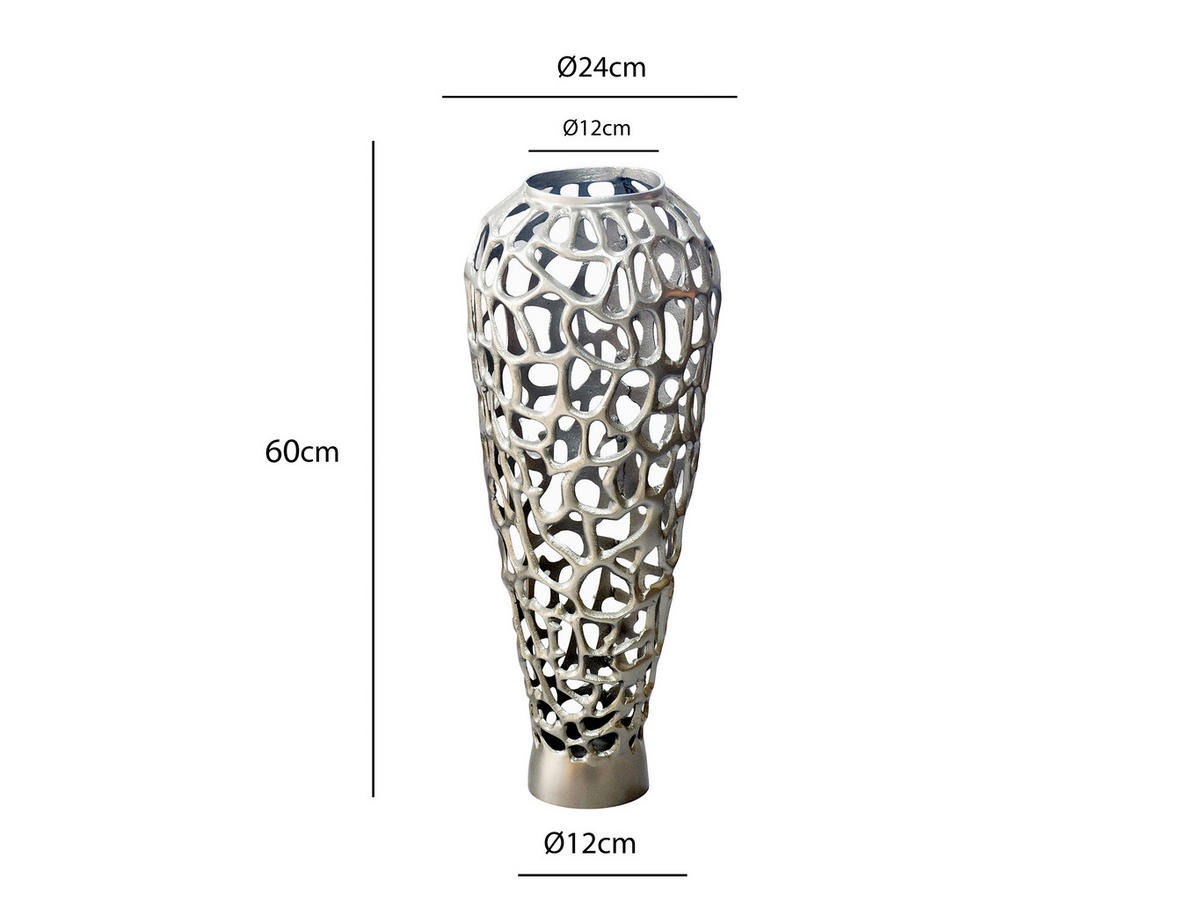 VASE 60 cm  - Silberfarben, Design, Metall (24/60cm) - Livetastic