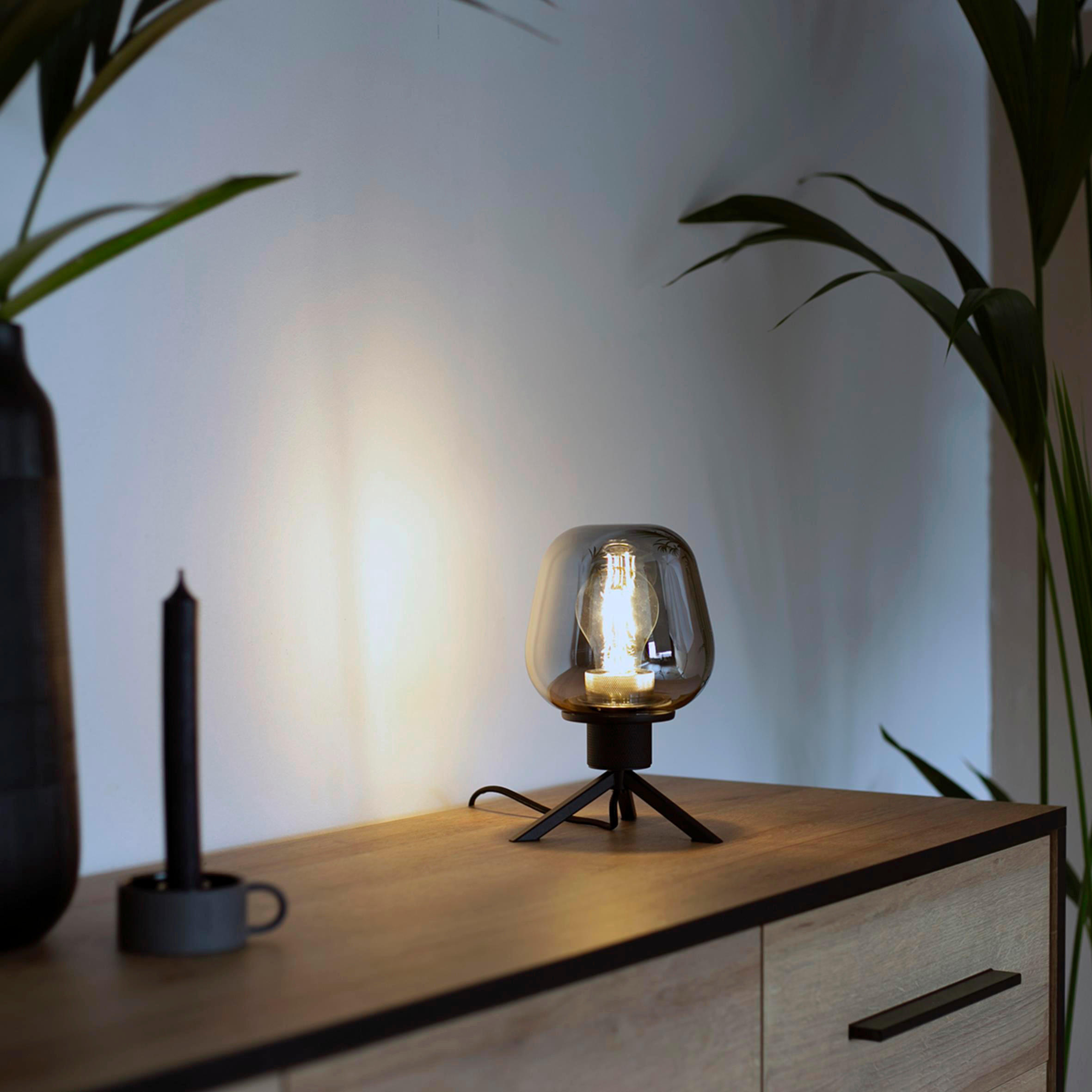 TISCHLEUCHTE 15/23/15 cm   - Schwarz, Trend, Glas/Metall (15/23/15cm)
