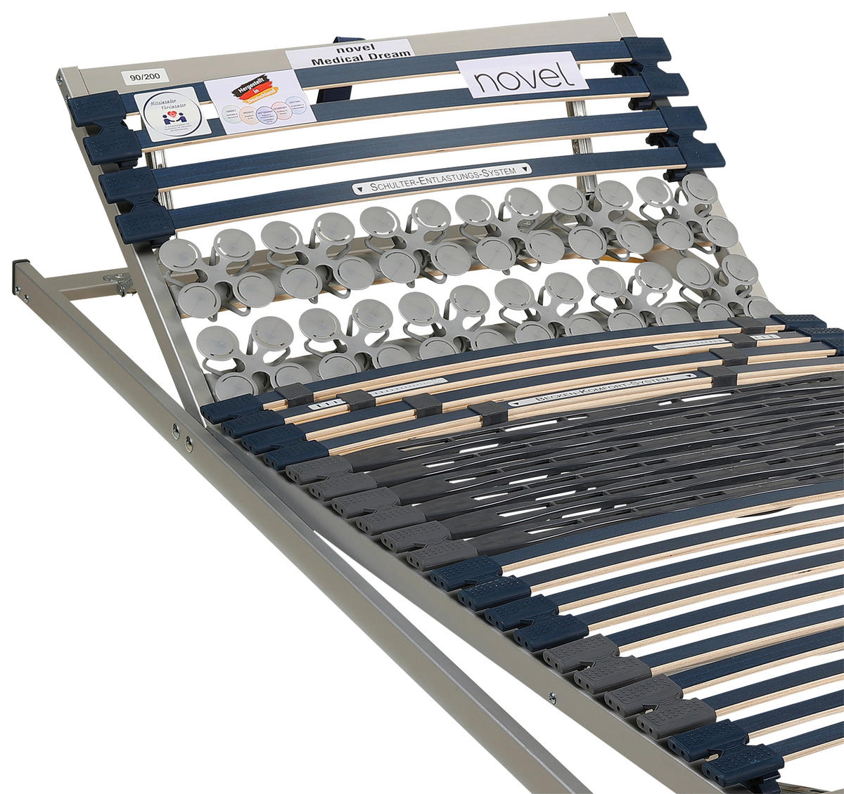 LATTENROST 80/200 cm Kopfteil, Fußteil verstellbar, Birke, Buche  - Blau/Wengefarben, Basics, Holz/Kunststoff (80/200cm) - Novel