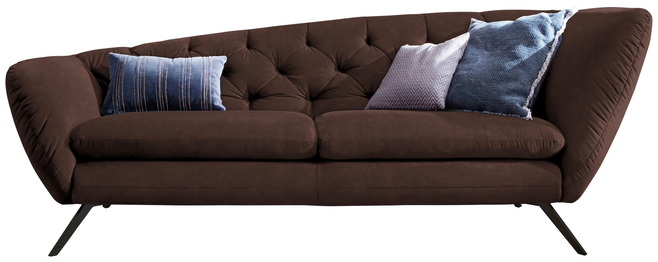 CHESTERFIELD-SOFA in Mikrofaser Braun, Schwarz  - Schwarz/Braun, Design, Textil/Metall (223/84/90cm) - Pure Home Lifestyle