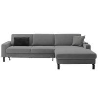 ECKSOFA in Cord Grau  - Schwarz/Grau, Design, Textil/Metall (298/185cm) - Pure Home Lifestyle