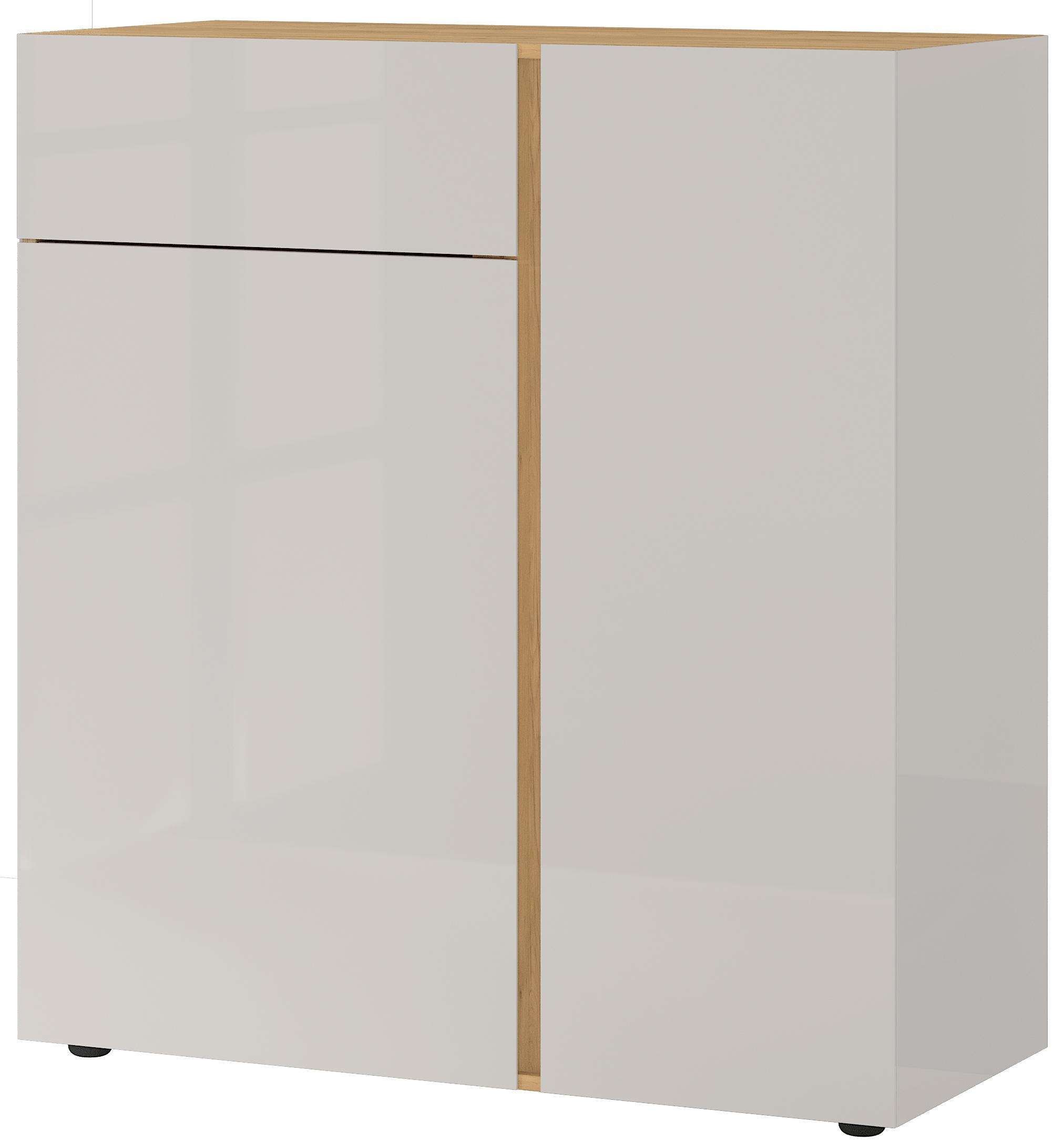 KOMMODE Eichefarben, Kaschmir - Kaschmir/Eichefarben, KONVENTIONELL, Glas/Holzwerkstoff (94/104/42cm) - Voleo