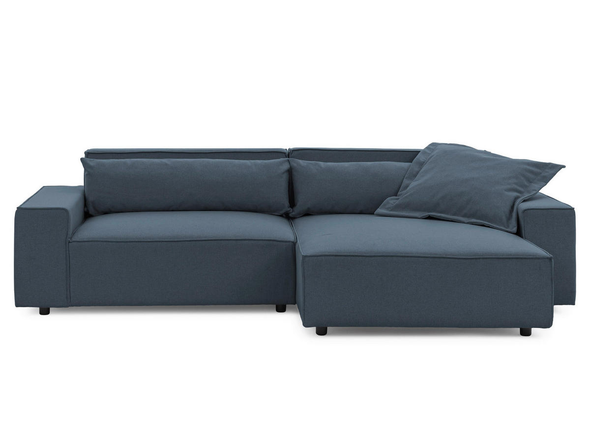 ECKSOFA Curduroy in Webstoff Blau Rückenkissen  251/142 cm  - Blau/Schwarz, Design, Kunststoff/Textil (251/142cm) - P & B