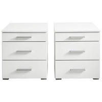 NACHTKÄSTCHENSET 47/52/42 cm  in Weiss  - Weiss/Alufarben, Konventionell, Holzwerkstoff/Kunststoff (47/52/42cm) - Ti'me