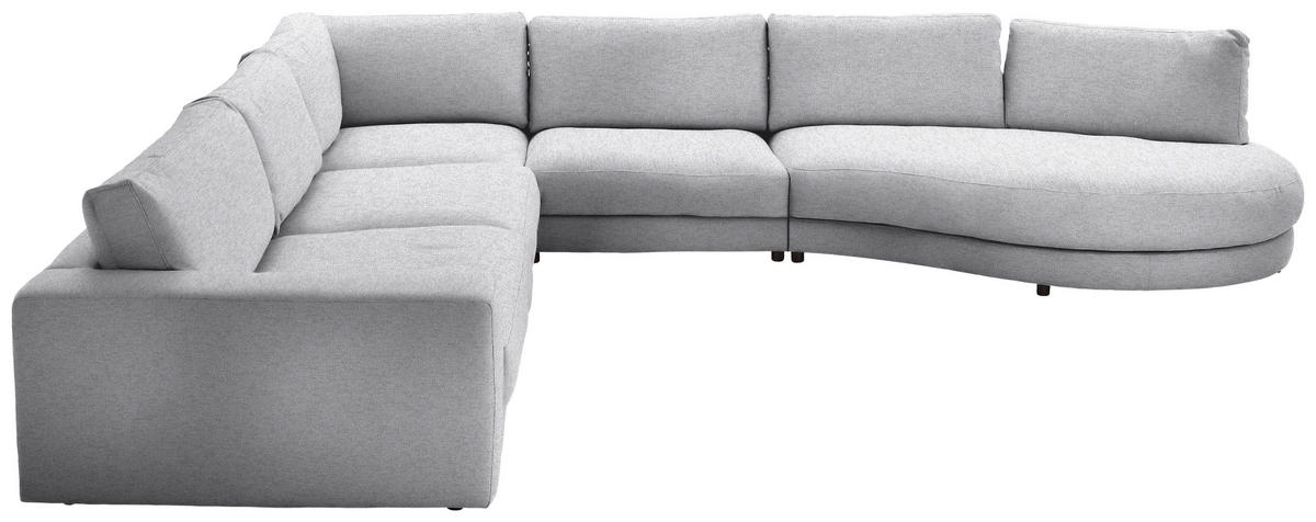 ECKSOFA in Flachgewebe Graublau  - Graublau/Schwarz, Design, Kunststoff/Textil (365/425cm) - Lomoco