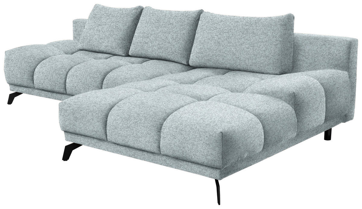 ECKSOFA Türkis Chenille  - Türkis/Schwarz, MODERN, Textil/Metall (290/182cm) - Hom`in