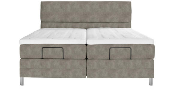 BOXSPRINGBETT 160/200 cm  in Hellgrau  - Chromfarben/Hellgrau, KONVENTIONELL, Kunststoff/Textil (160/200cm) - Voleo