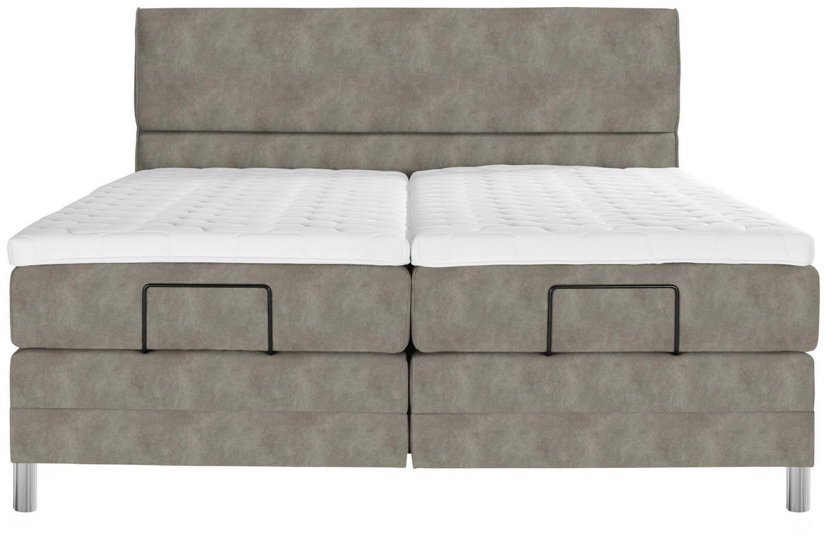 BOXSPRINGBETT 160/200 cm  in Hellgrau  - Chromfarben/Hellgrau, Konventionell, Kunststoff/Textil (160/200cm) - Voleo