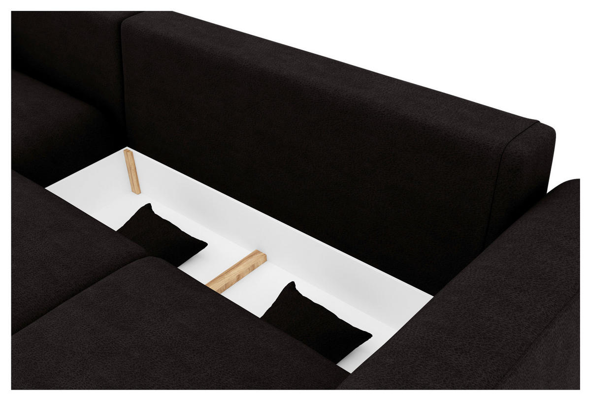 ECKSOFA in Lederlook Dunkelbraun  195/293 cm  - Chromfarben/Dunkelbraun, KONVENTIONELL, Kunststoff/Textil (195/293cm) - Carryhome