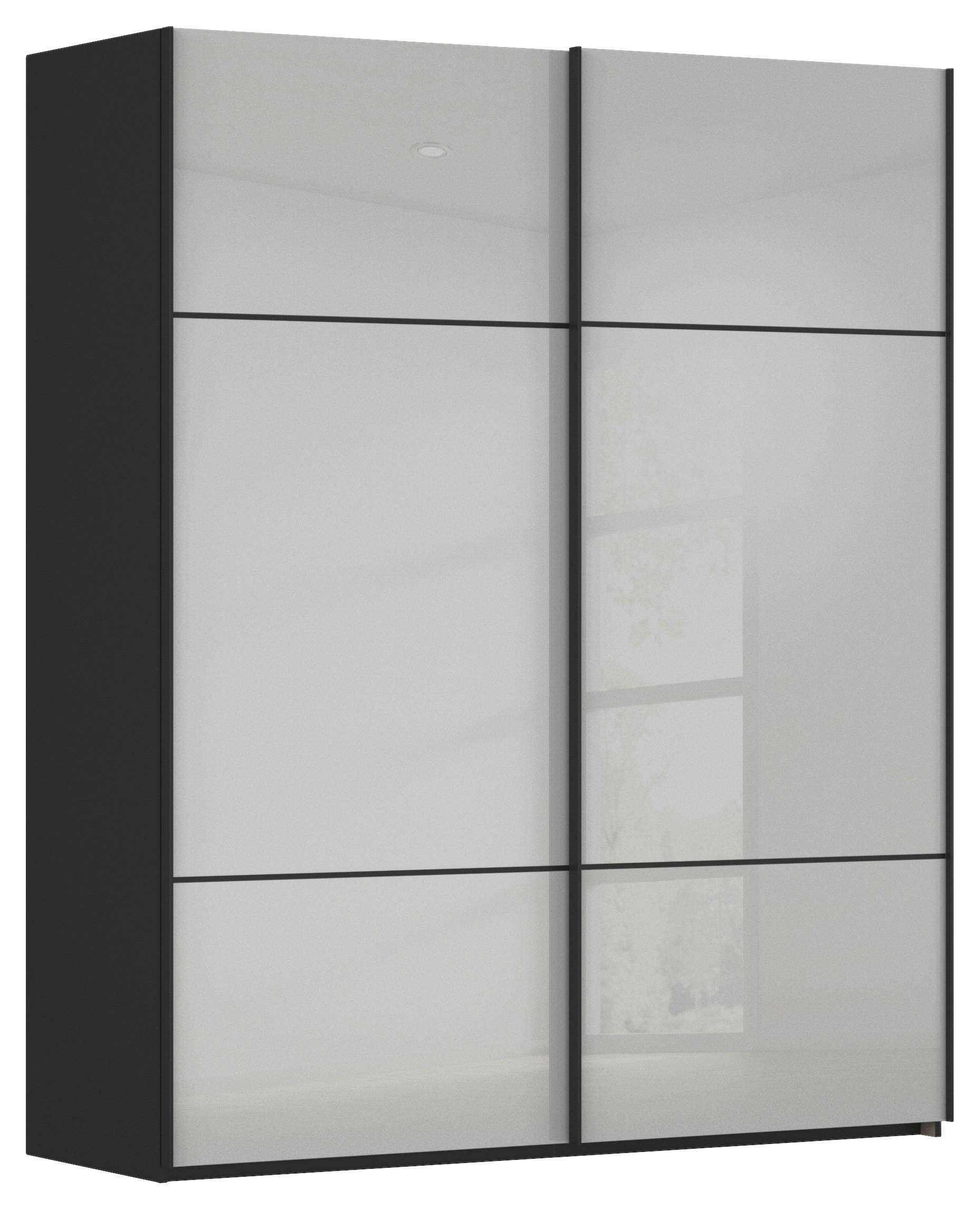 SCHWEBETÜRENSCHRANK Schwarz, Grau  - Schwarz/Grau, Konventionell, Glas/Holzwerkstoff (201/223/67cm) - Novel