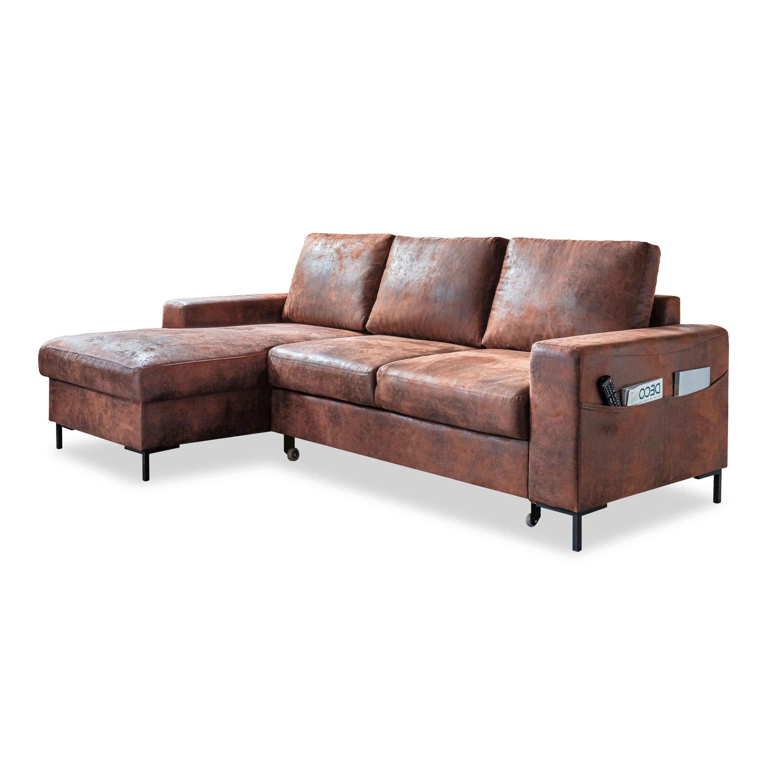 ECKSOFA Braun  - Schwarz/Braun, MODERN, Textil/Metall (149/236cm) - MID.YOU