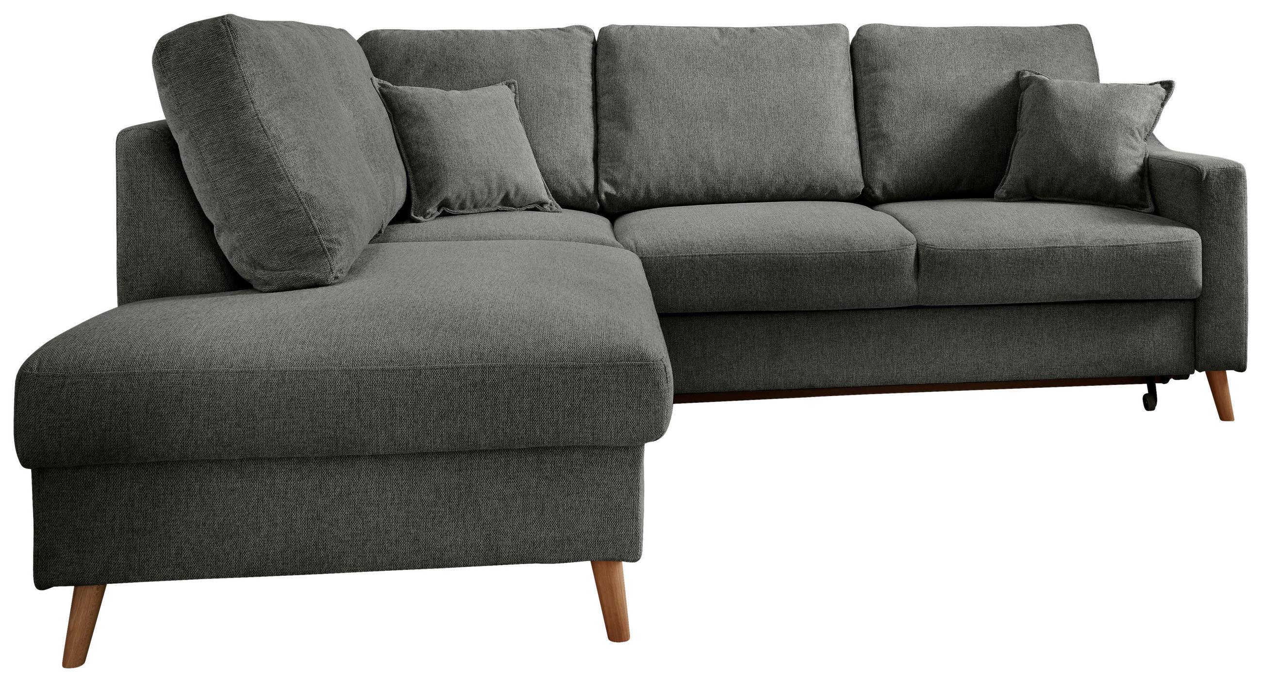 ECKSOFA Anthrazit Struktur  - Anthrazit/Naturfarben, KONVENTIONELL, Holz/Textil (200/230cm) - P & B