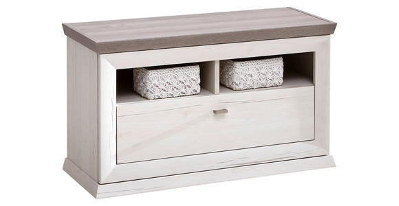 GARDEROBENBANK  in 85,2/50,5/38,5 cm  - Weiß/Grau, LIFESTYLE, Holzwerkstoff/Metall (85,2/50,5/38,5cm) - Hom`in