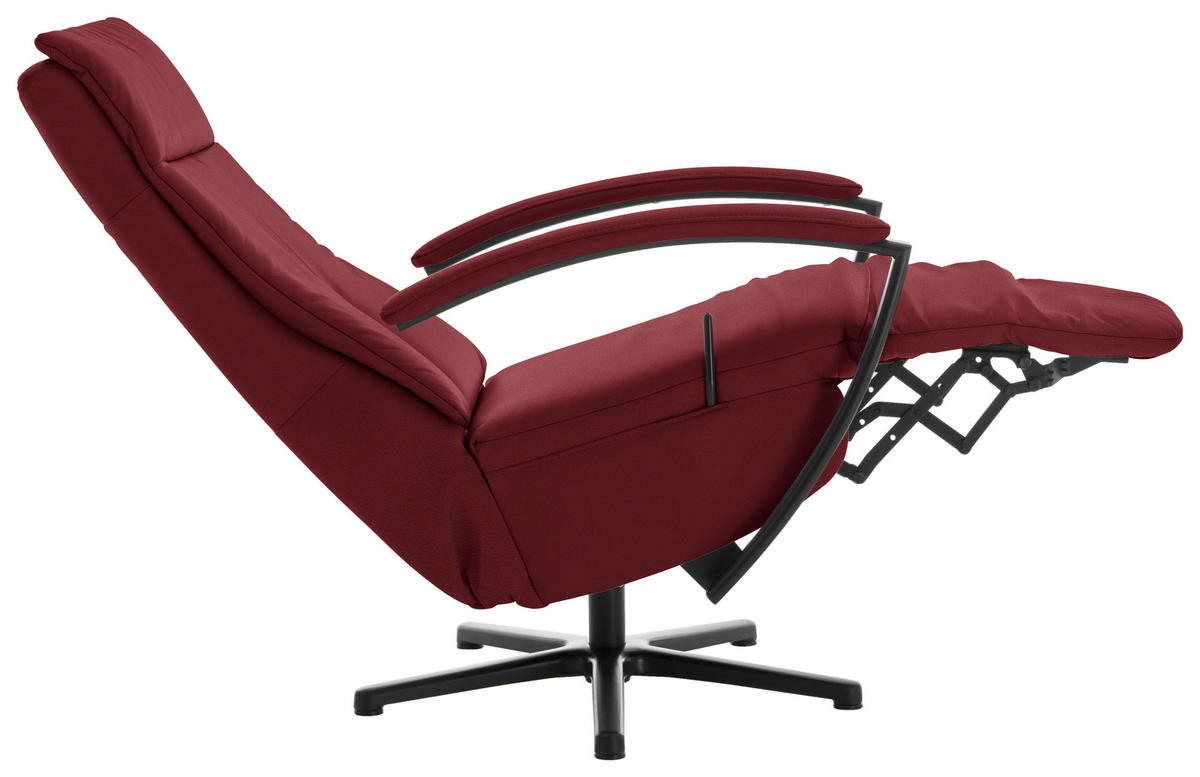 RELAXSESSEL in Leder Rot  - Rot/Schwarz, Design, Leder/Metall (76/112/83cm) - Beldomo Speed