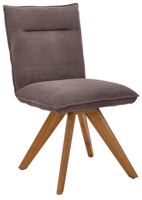 STUHL Feincord Taupe Wildeiche massiv  - Taupe/Wildeiche, Design, Holz/Textil (47/87/62cm) - Johann Jakob