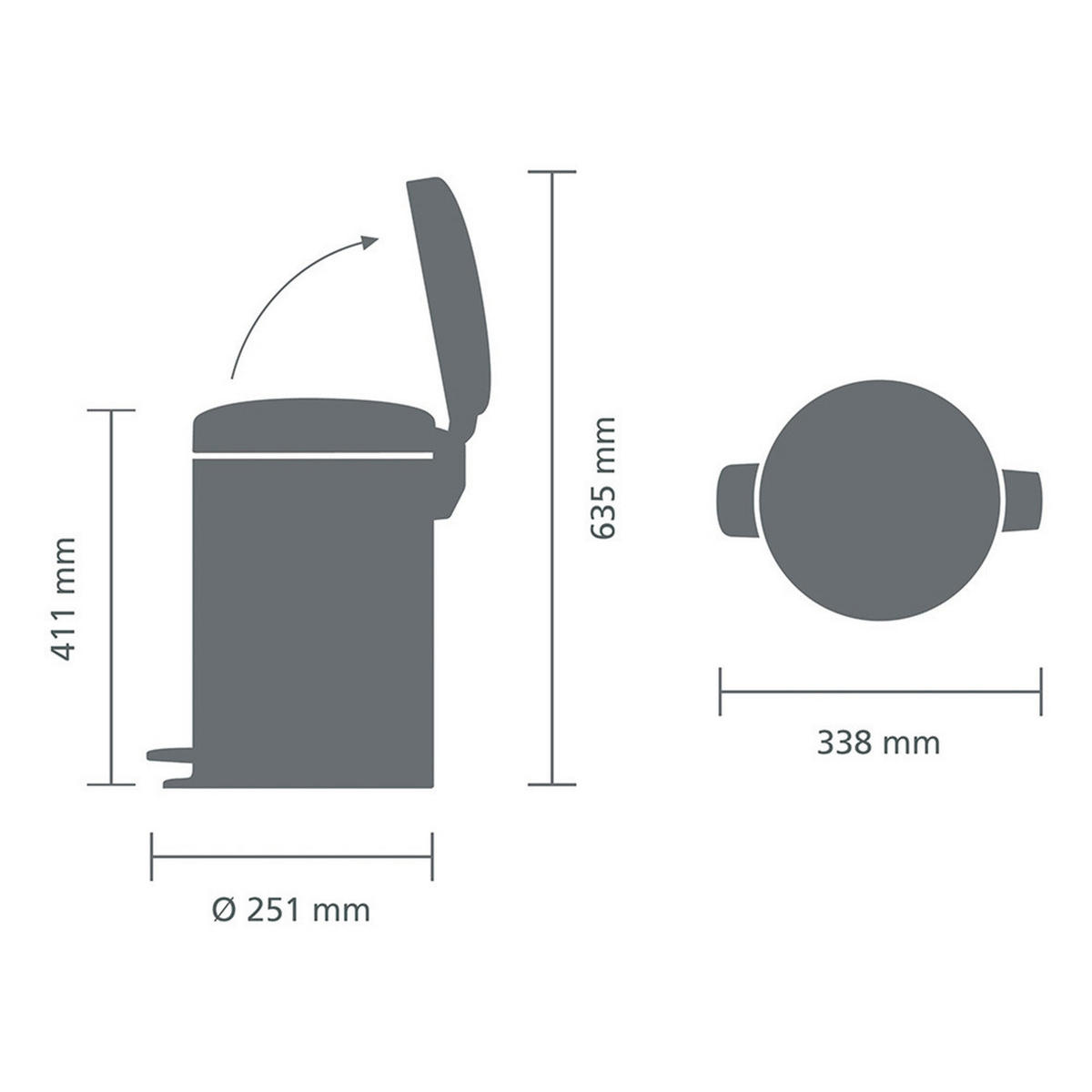 TRETEIMER 12 l  Metall  - Taupe/Anthrazit, Basics, Kunststoff/Metall (25,1/41,1/33,8cm) - Brabantia