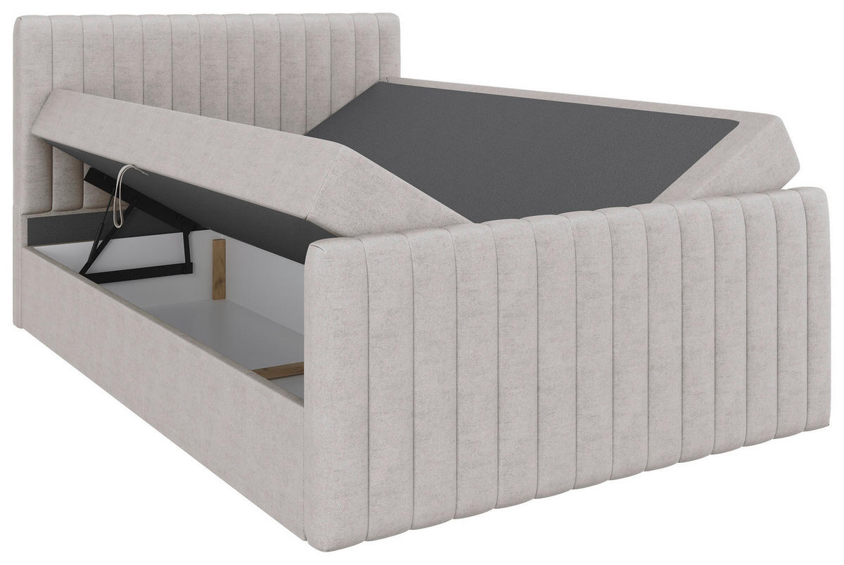 BOXBETT 140/200 cm  Beige  - Beige/Schwarz, Basics, Kunststoff/Textil (140/200cm) - Carryhome