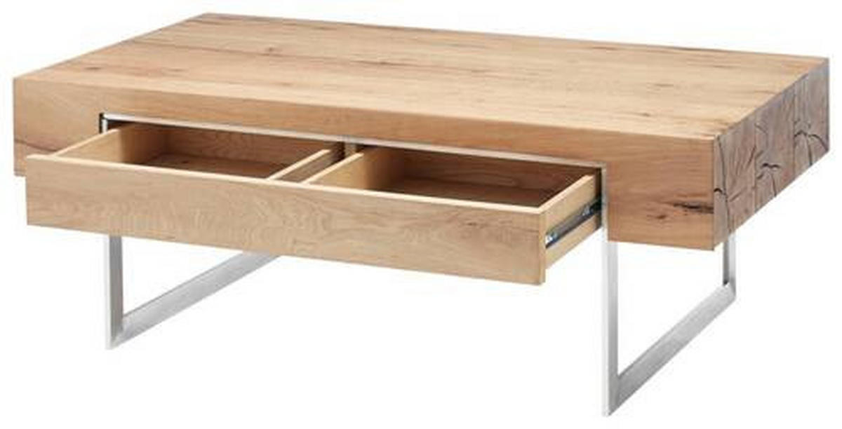 KLUB STOČIĆ 110/40/60 cm  boja hrasta, boja nerđajućeg čelika  - boja hrasta/boja nerđajućeg čelika, Dizajnerski, drvo/metal (110/40/60cm) - Valnatura