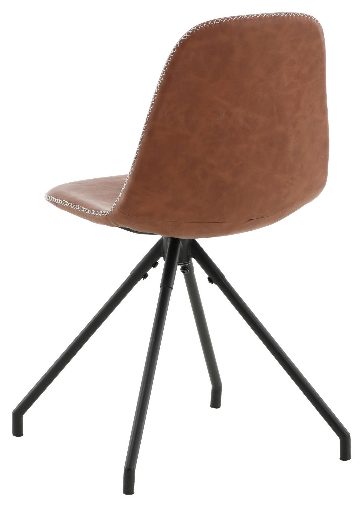 STUHL-SET 2 Stück  in Stahl Lederlook (vegan)  - Cognac/Schwarz, Design, Textil/Metall (44/88/54cm) - Livetastic