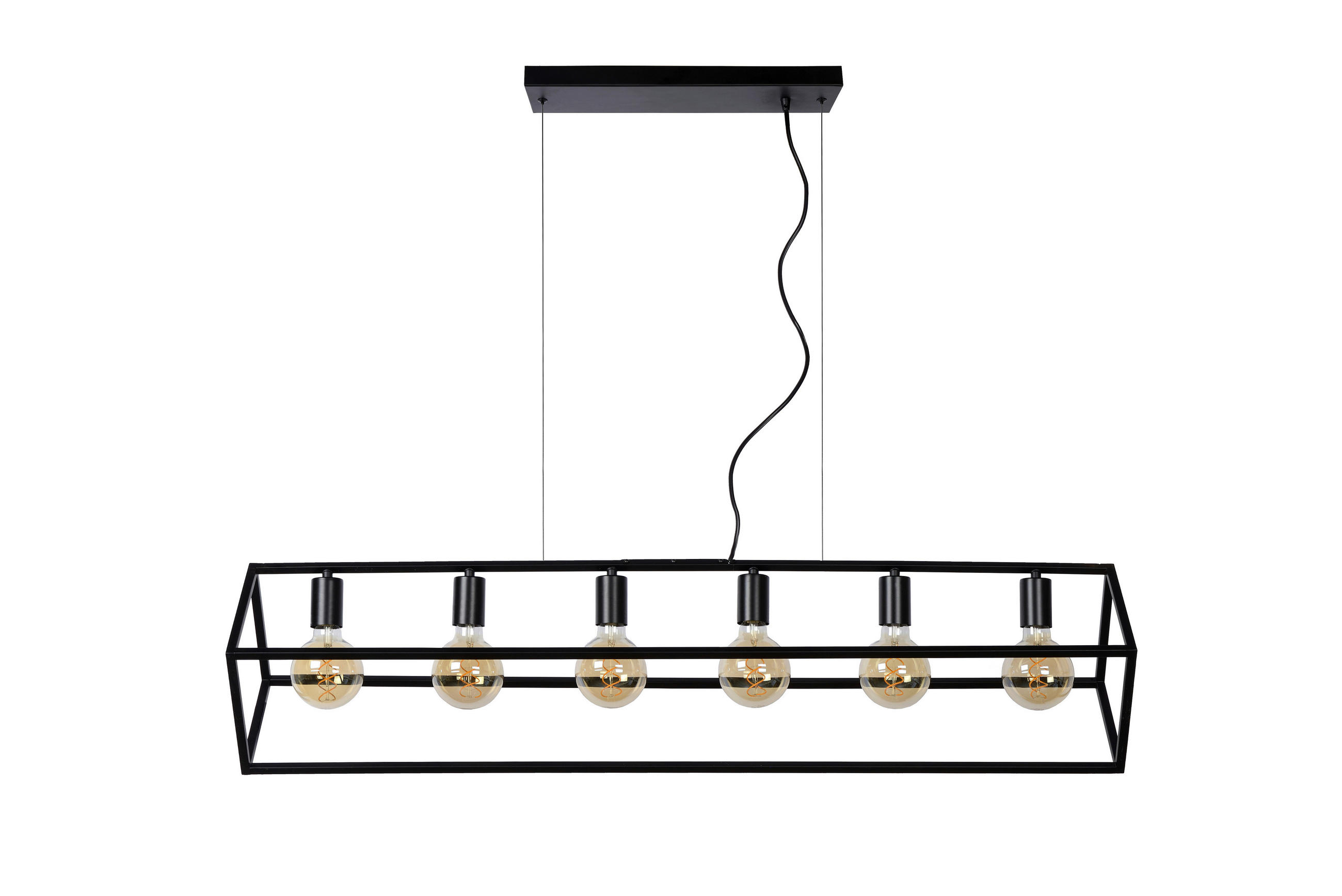 HÄNGELEUCHTE Fabian 120/25/161 cm   - Schwarz, Basics, Metall (120/25/161cm) - Lucide