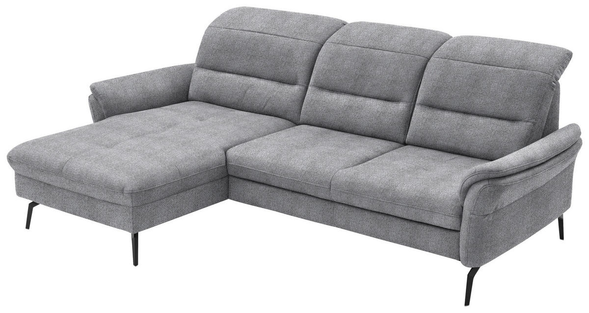 ECKSOFA in Flachgewebe Grau  - Schwarz/Grau, Konventionell, Textil/Metall (181/260cm) - Beldomo Speed