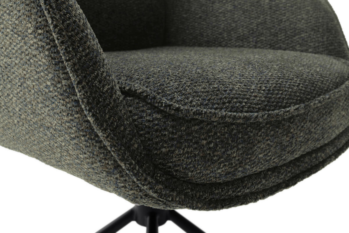 ARMLEHNSTUHL  Sitzfläche 360° drehbar, automatische Rückholfunktion Webstoff  Schwarz, Olivgrün  - Schwarz/Olivgrün, Design, Textil/Metall (62/92/65cm) - Novel