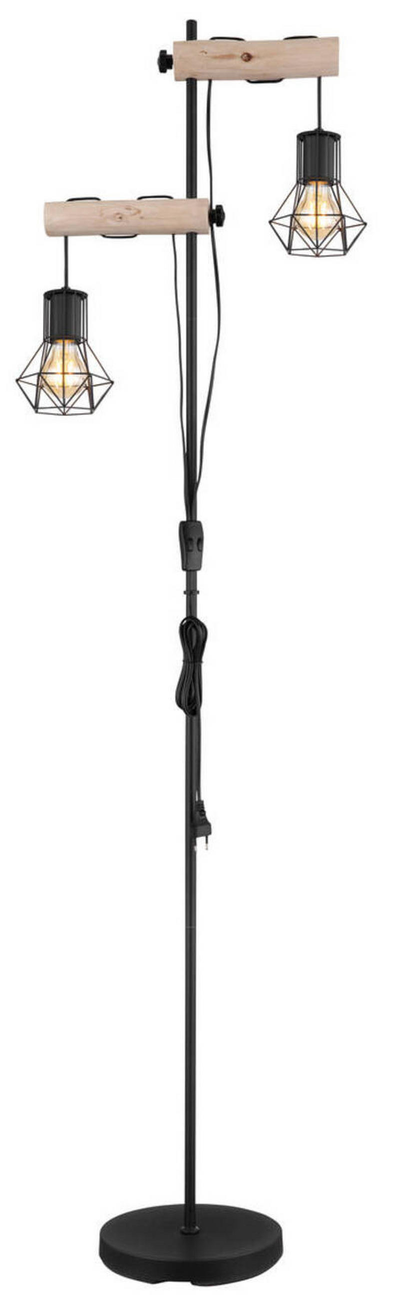 STEHLEUCHTE 48/25/168 cm    - Schwarz/Naturfarben, Natur, Holz/Metall (48/25/168cm) - Globo