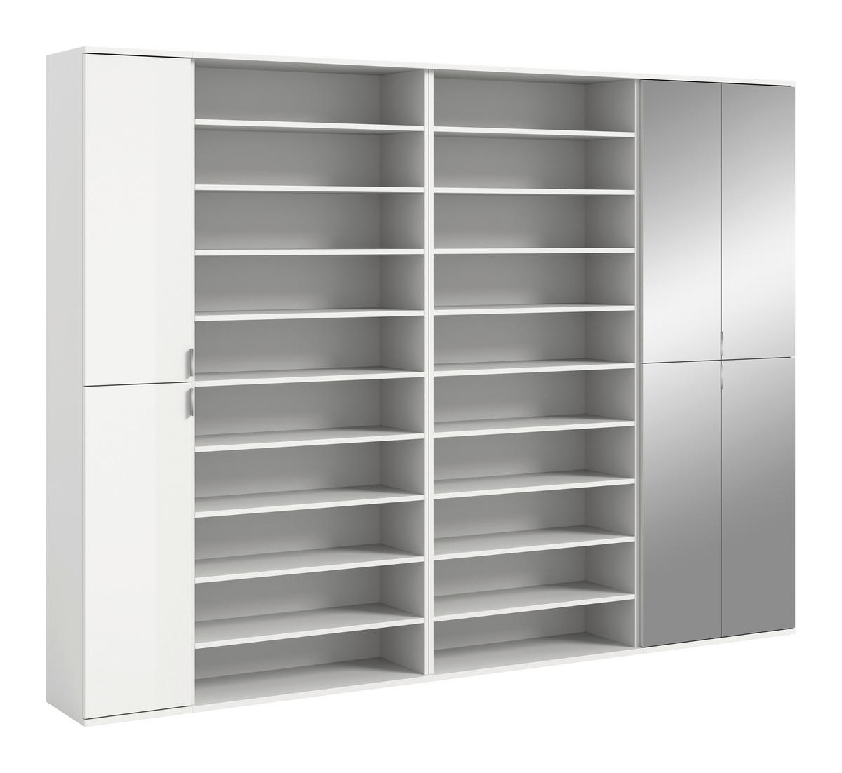 GARDEROBE 4-teilig 251/193/34 cm  - Weiss Hochglanz/Weiss, Design, Holzwerkstoff (251/193/34cm) - Livetastic