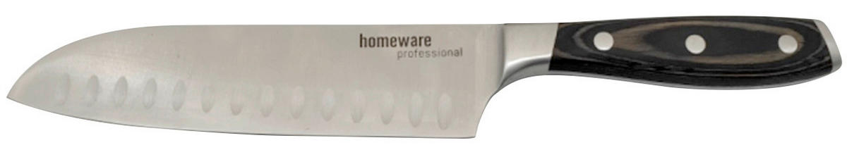 SANTOKUMESSER 32 cm  - Edelstahlfarben/Dunkelbraun, KONVENTIONELL, Holzwerkstoff/Metall (32cm) - Homeware Profession.