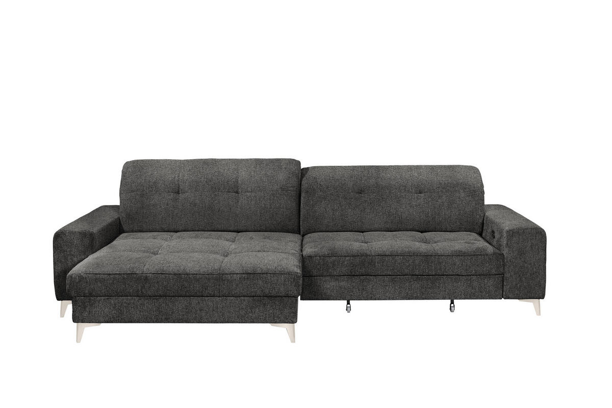 ECKSOFA SORELLA Graphitfarben Chenille Kopfteilverstellung, Sitztiefenverstellung  - Kaschmir/Graphitfarben, Design, Kunststoff/Textil (182/328cm) - MID.YOU