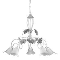 KRONLEUCHTER 90/130 cm   - Silberfarben/Weiß, KONVENTIONELL, Glas/Metall (90/130cm)