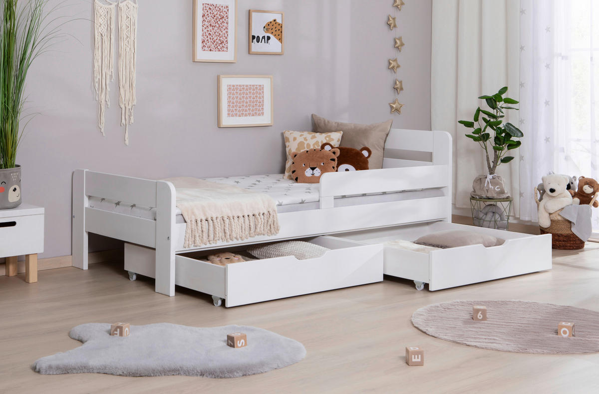 STAURAUMBETT 100/200 cm  in Weiß  - Naturfarben/Weiß, MODERN, Holz (100/200cm) - Livetastic