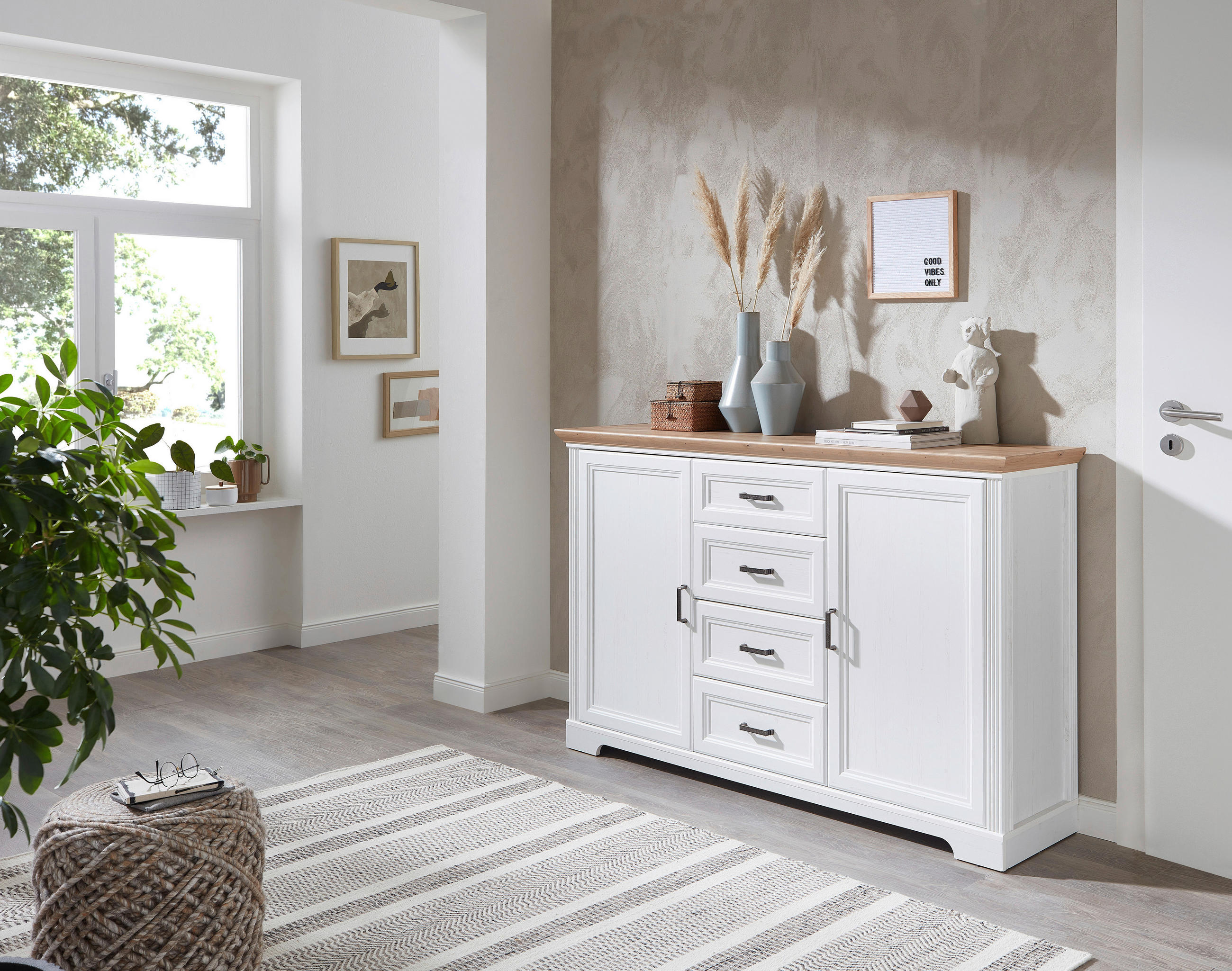 SIDEBOARD  in 165/102/41 cm  - Schwarz/Eiche Artisan, Design, Holzwerkstoff/Metall (165/102/41cm) - Landscape