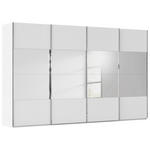 SCHWEBETÜRENSCHRANK  in Weiß  - Chromfarben/Weiß, Design, Glas/Holzwerkstoff (361/223/68cm) - Novel