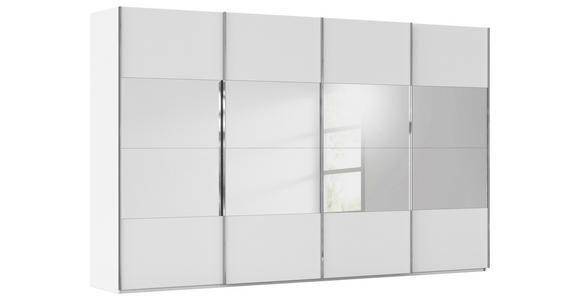 SCHWEBETÜRENSCHRANK  in Weiß  - Chromfarben/Weiß, Design, Glas/Holzwerkstoff (361/223/68cm) - Novel