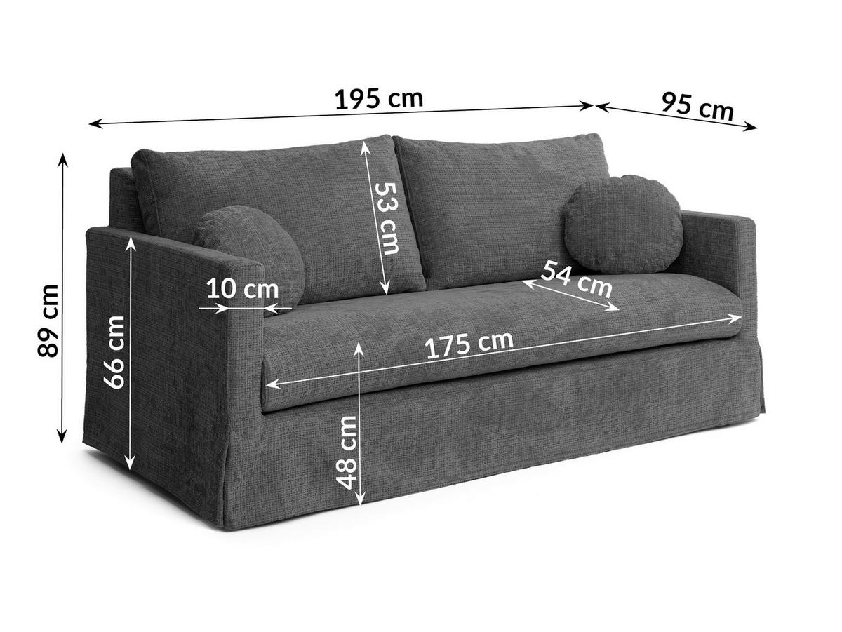 3-SITZER-SOFA PAPHOS in Chenille Dunkelgrau  - Dunkelgrau/Schwarz, Design, Kunststoff/Textil (195/89/95cm) - P & B